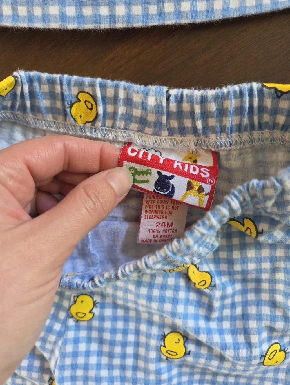 Vintage City Kids Blue Gingham Chicken & Duckling Outfit Set 2PC Top Shorts 24M